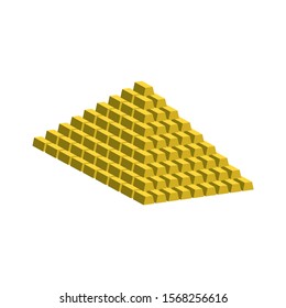 Gold bars folded into pyramid.3d  vector illustration and isometric view.
