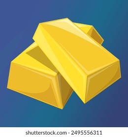 Gold bars gaming icon. Illustration of shiny metal bars. Concept of treasure, bank savings. Gold bullion.