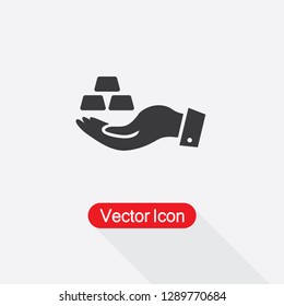 Gold Bars In The Hand Vector Illustration Eps10