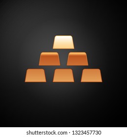 Gold Gold bars icon isolated on black background. Banking business concept. Vector Illustration