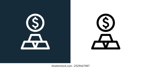 gold bars icon isolated on white and black colors. gold bars outline linear vector icon from business and finance collection for mobile apps, web and ui.