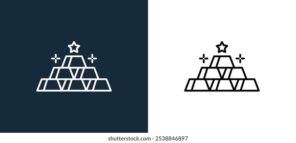 Icono de barras de oro aislado en colores blanco y negro Las barras de oro delinean el ícono de Vector lineal de la colección del mercado de valores para App móviles, Web y UI.