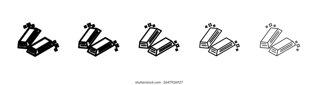 Goldbarren, Symbol einzeln, Vektor auf weißem Hintergrund, Set