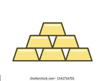 Gold bars icon. Line colored flat vector illustration. Isolated on white background.