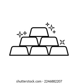 Gold Bars Icon In Line Style