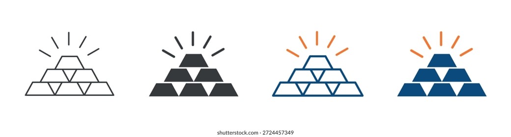 Conjunto de iconos de barras de oro Colección de estilo múltiple