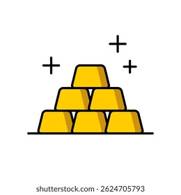 Gold bars icon. Simple color golden ingots stack symbol illustration. Editable stroke.
