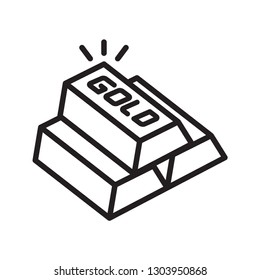 Gold bars icon. Simple design, stroke outline style. Line vector. Isolate on white background.