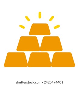 icono de barras de oro en estilo plano de moda, icono de vector