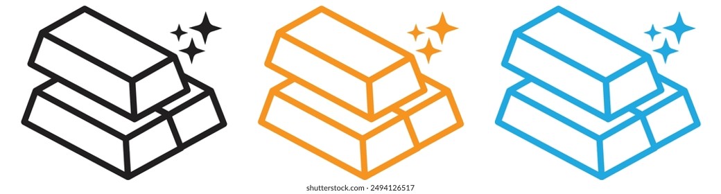 gold bars icon vector logo set collection for web app ui