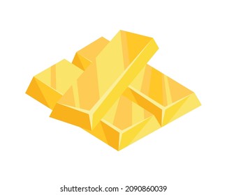 Gold bars icon for web, games, applications in cartoon style. Financial concept, banking business, prosperity, treasure symbol. Vector isolated object on white background