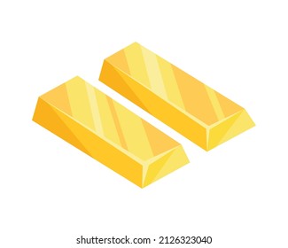 Gold bars icon for web, games, applications in cartoon style. Financial concept, banking business, prosperity, treasure symbol. Vector isolated object on white background