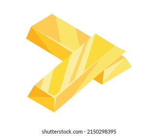 Icono de barras de oro para web, juegos, aplicaciones en estilo de dibujos animados. Concepto financiero, negocios bancarios, prosperidad, símbolo del tesoro. Objeto aislado del vector sobre fondo blanco