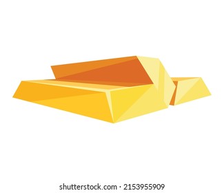 Gold bars icon for web, games, applications in cartoon style. Financial concept, banking business, prosperity, treasure symbol. Vector isolated object on white background