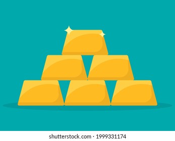Barras de oro o icono de lingot. Estilo plano. Ilustración vectorial. Eps 10.