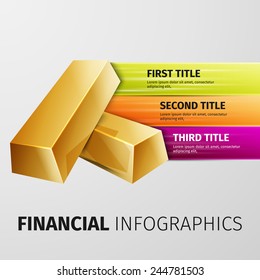 Gold bars isolated on white photo-realistic vector illustration