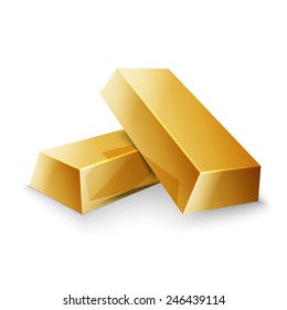 Gold bars isolated on white photo, excellent vector illustration, EPS 10