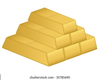 Gold bars isolated on a white background. Vector illustration.