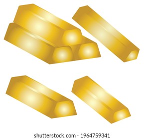 Goldbarren einzeln auf Weiß.Vektorgrafik.
