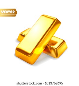 Gold Bars Isolated. Vector Illustration.