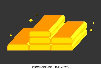 Gold Bars Isometric Flat Design Vecto