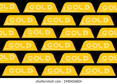 Goldbarren liegen eine auf dem anderen auf schwarzem Hintergrund