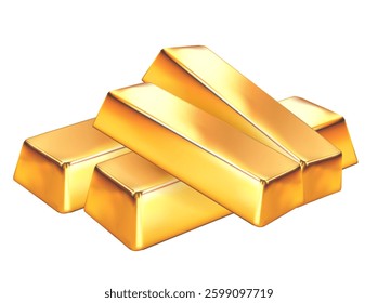 Gold bars on a white background that shine finance money bank currency saving economy concept, Mesh gradient
