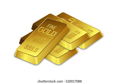 Gold Bars On The White Background.Vector Illustration 