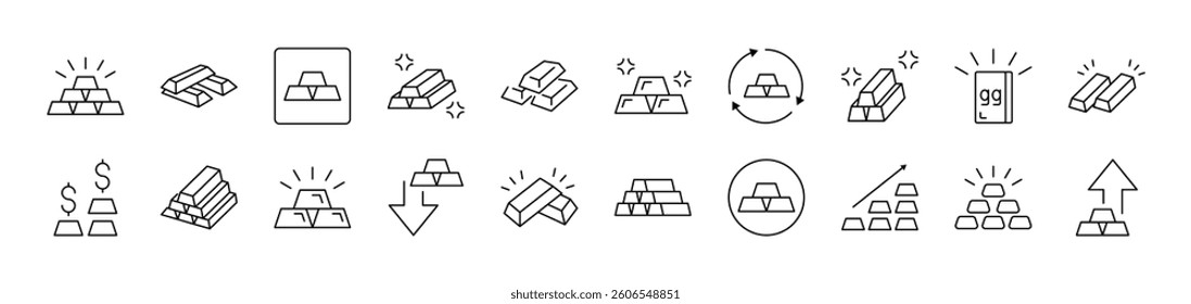 Gold Bars Picture Collection. Editable Stroke. Perfect for Infographics, Articles, Books, Flyers, Banners