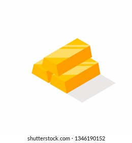 Gold Bars Pile, Isometric, Finance, Business, No background, Vector, Flat icon, Money illustration of wealth and condition.