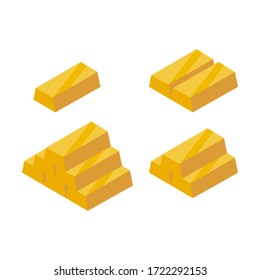 Gold bars pile. Vector illustration in isometric design