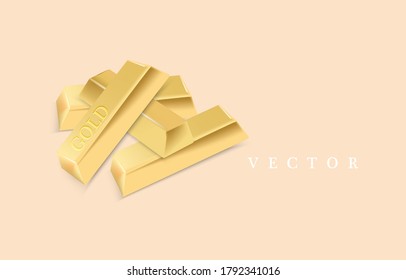Gold bars are placed on a white and pale yellow surface.