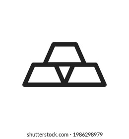 Icono de línea piramidal de barras de oro. signo de estilo lineal para concepto móvil y diseño web. Pila de oro brillante ingiere un icono vector de contorno. Símbolo, ilustración del logotipo.