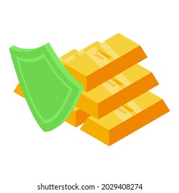 Gold bars reserves icon isometric vector. Bar bullion. Golden ingot