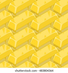 Gold bars seamless pattern. Golden ingot of precious metal background.