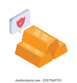 Gold bars with a shield symbolizing protection for valuables
