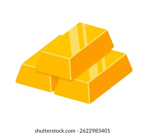 Gold Bars stack - isometric vector golden blocks isolated on white.