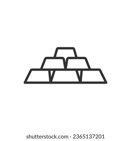 Gold bars stacked in a pyramid, linear icon. Line with editable stroke