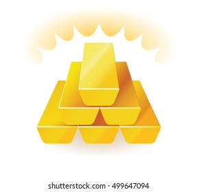 Gold bars. Vector illustration of wealth presented with gold bars stacked one on top of
the other. 