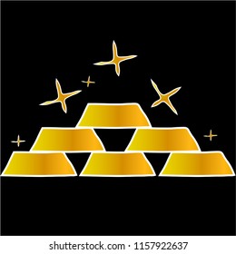 gold bars vector sticker icon on black background