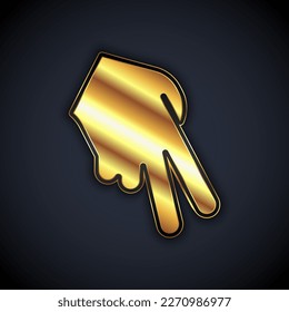 Gold Baseball glove icon isolated on black background.  Vector