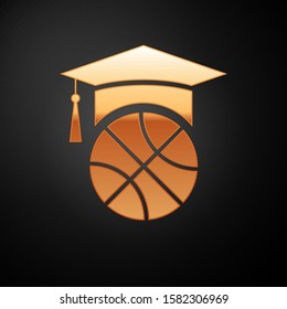 Gold Basketball training icon isolated on black background.  Vector Illustration