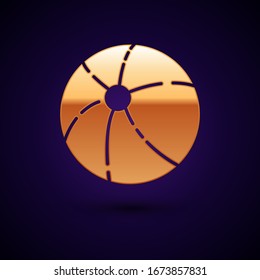 Gold Beach ball icon isolated on black background.  Vector Illustration