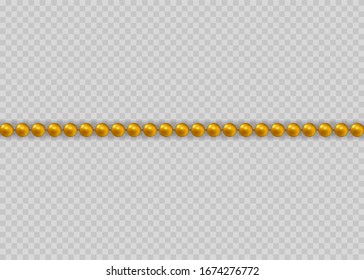 Gold beads. Gras. Beads Isolated on transparent background.