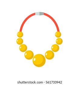 Gold Beads isolated. Golden Necklace. gorget on white background. 

