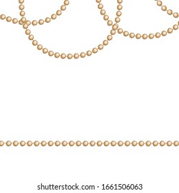 Perlas de oro en un fondo blanco. Una hermosa cadena de color dorado. Las cuentas de red son realistas. Elemento decorativo del diseño de bola de oro. ilustración vectorial.