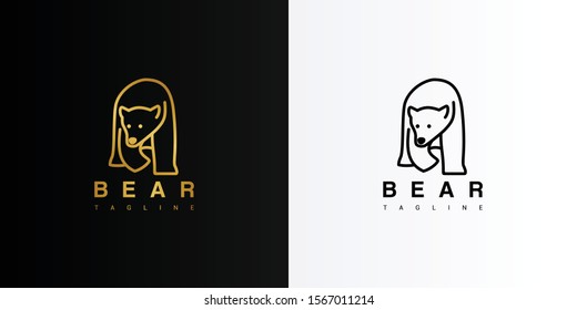 Gold bear animal logo. Modern logo icon template vector design