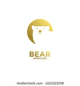 Gold Bear head circle logo icon design vector illustration with isolated background