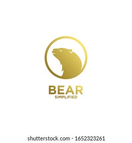 Gold Bear head circle logo icon design vector illustration with isolated background