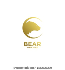 Gold Bear head circle logo icon design vector illustration with isolated background